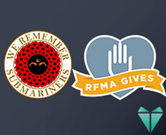 RFMA Gives and We Remember Submariners charity logos